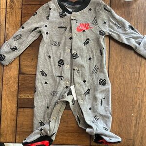 Nike Gray and Black baby newborn button up One Piece